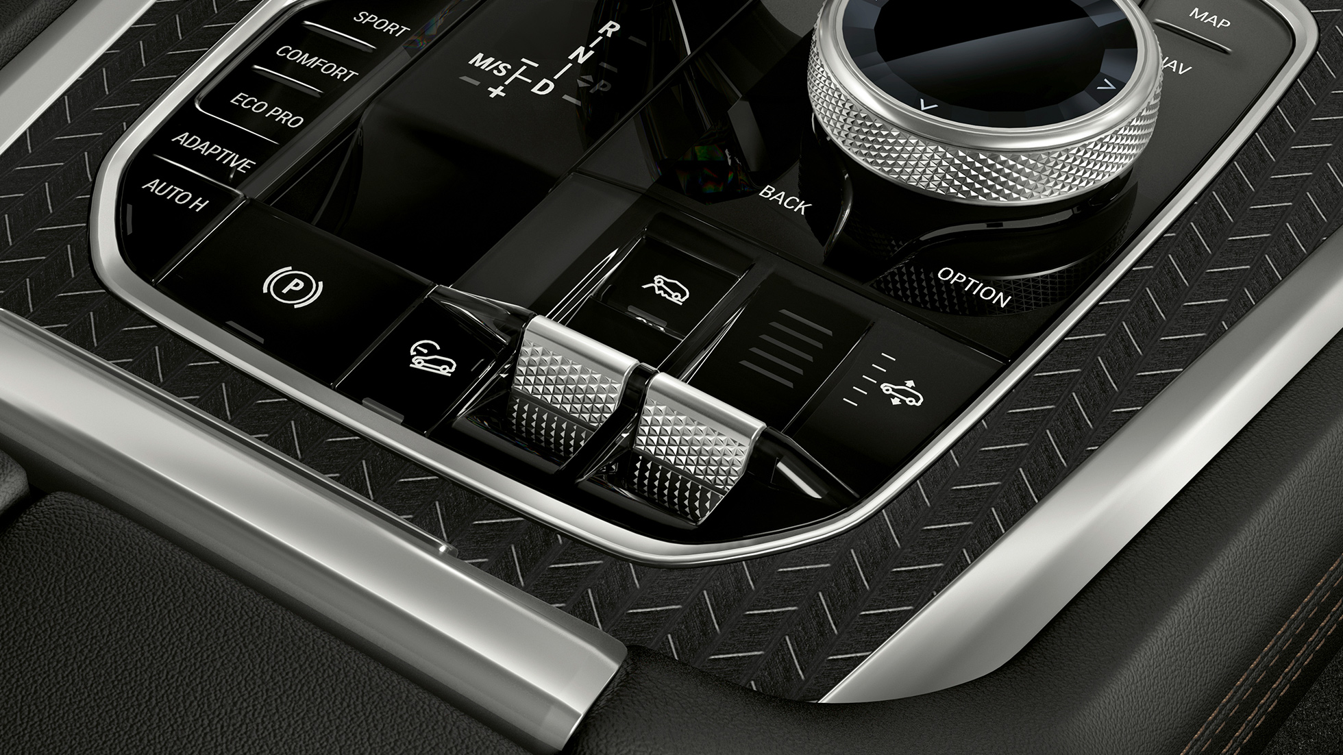 BMW X6 middenconsole Close-up van BMW X6 interieur met middenconsole