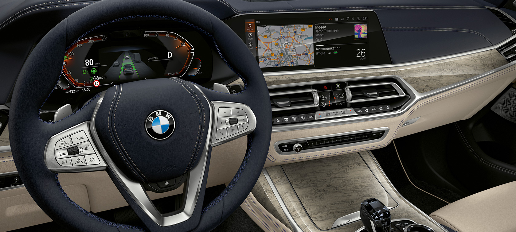 BMW X7 innovatieve features BMW X7 cockpit met focus op instrumentenpaneel en Control Display