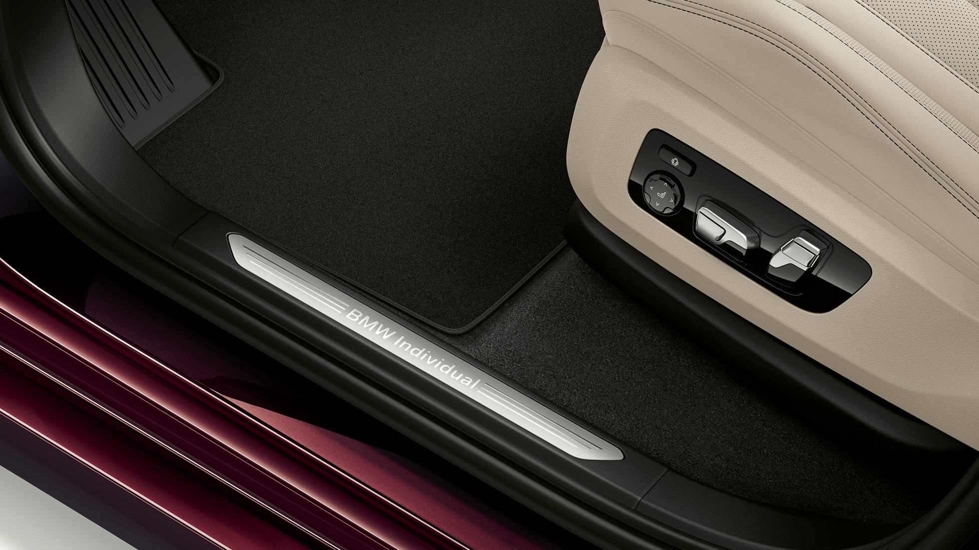 BMW X7, M Sportpakket bekleding Close-up van de bekleding van de BMW X7 met M Sportpakket