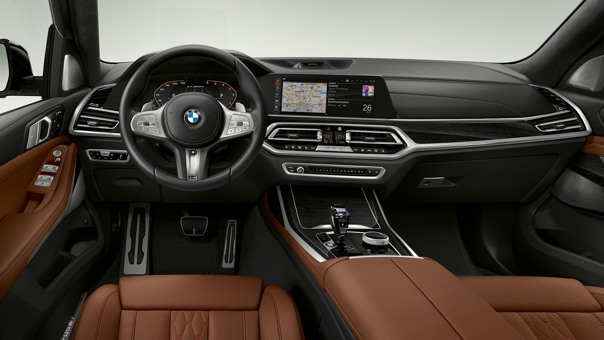 BMW X7, BMW X7 M50d Close-up van de voorzijde van de cockpit aan bestuurderszijde van de BMW X7 als BMW X7 M50d
