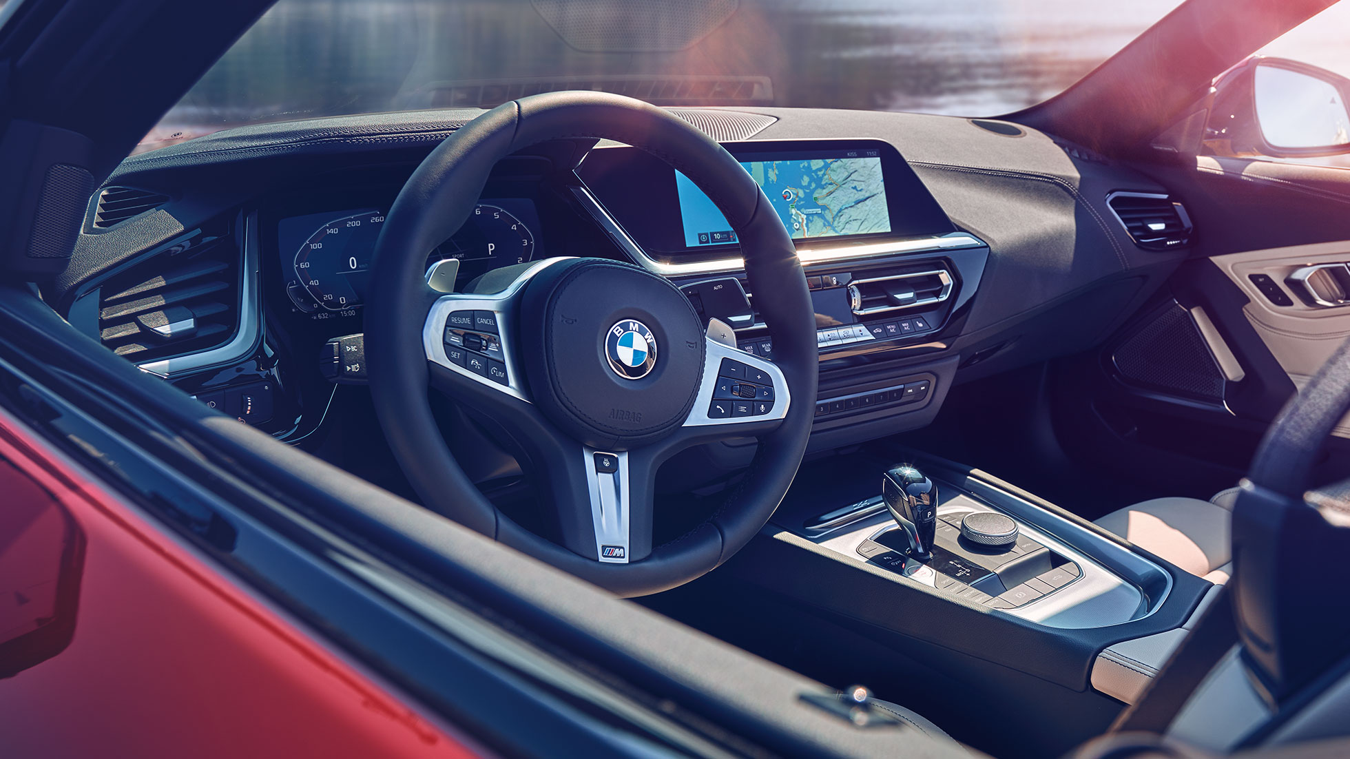 Zitplek van de bestuurder BMW Z4 Roadster Blik op de zitplek van de bestuurder van de BMW Z4 Roadster