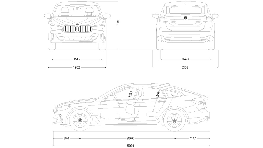 BMW 6 Serie Gran Turismo technische gegevens tekening. BMW 6 Serie Gran Turismo technische gegevens tekening.