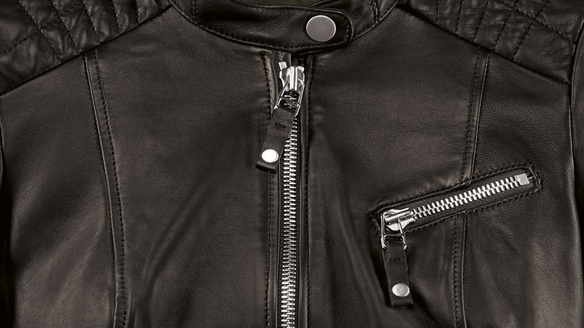 BMW lederen jack, dames Detail van de rits van het BMW lederen jack, dames