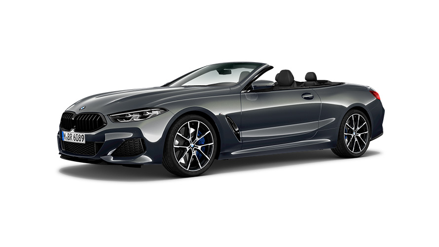 BMW M850i xDrive Cabrio G14 driekwart zijaanzicht BMW M850i xDrive Cabrio G14 driekwart zijaanzicht