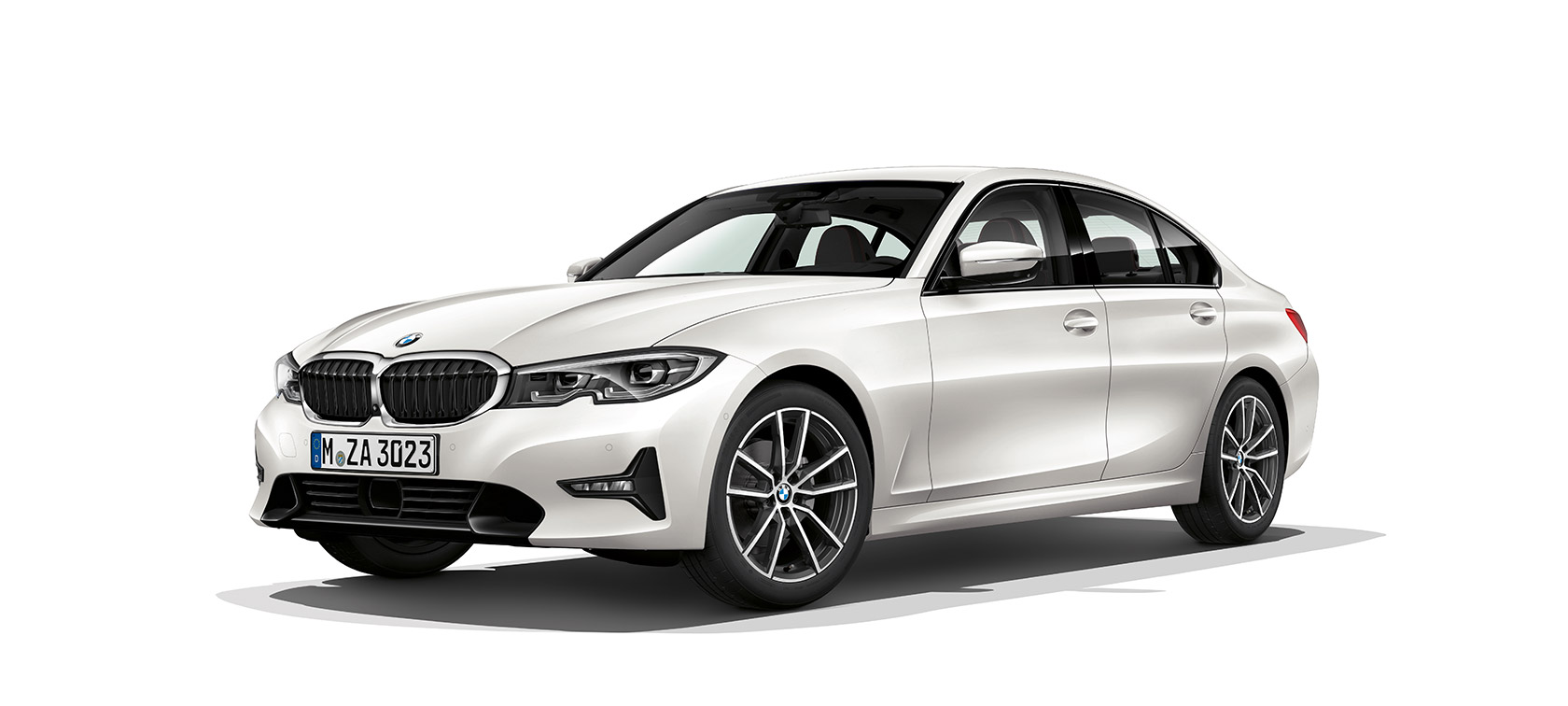BMW 5 Serie Sedan Driekwart vooraanzicht van de BMW 5 Serie Sedan in het wit.
