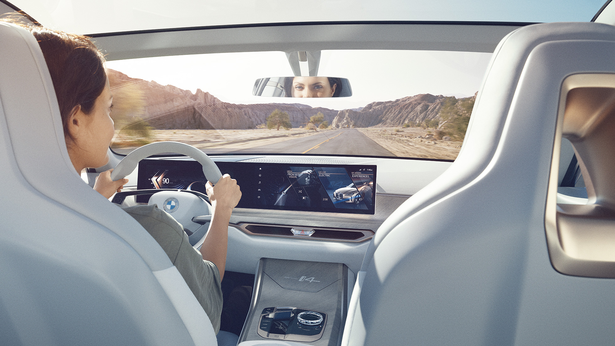 BMW Concept i4 2020 G26 Curved Display BMW Concept i4 2020 G26 Volledig elektrische BMW Gran Coupé Curved Display digitale weergave