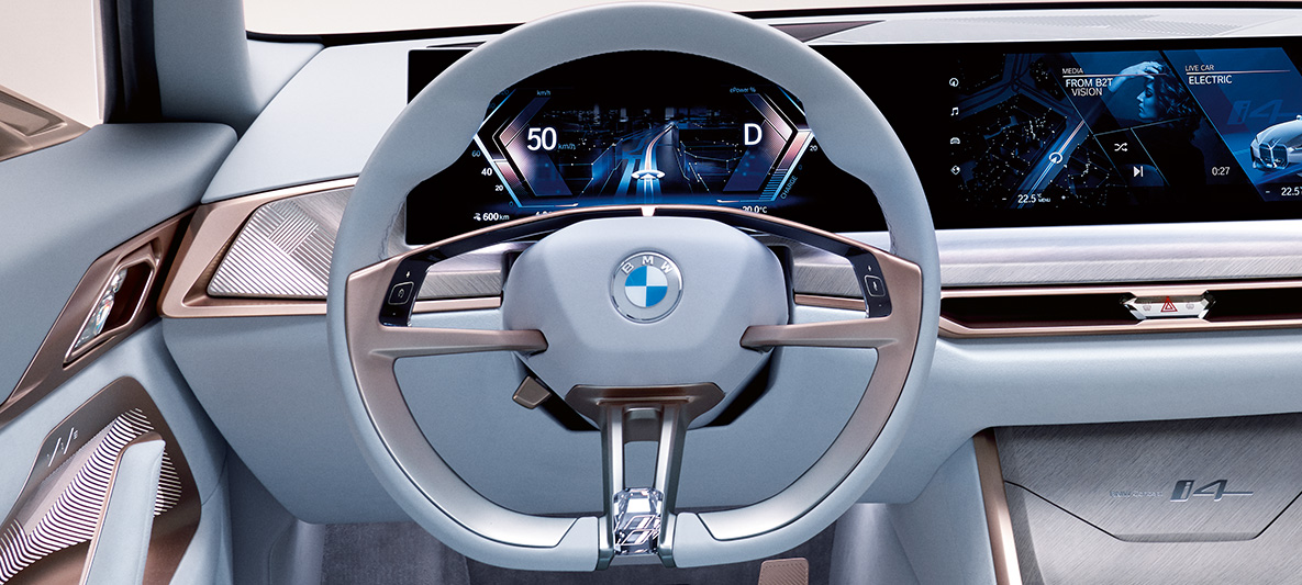 BMW Concept i4 cockpit stuurwiel BMW Concept i4 cockpit stuurwiel