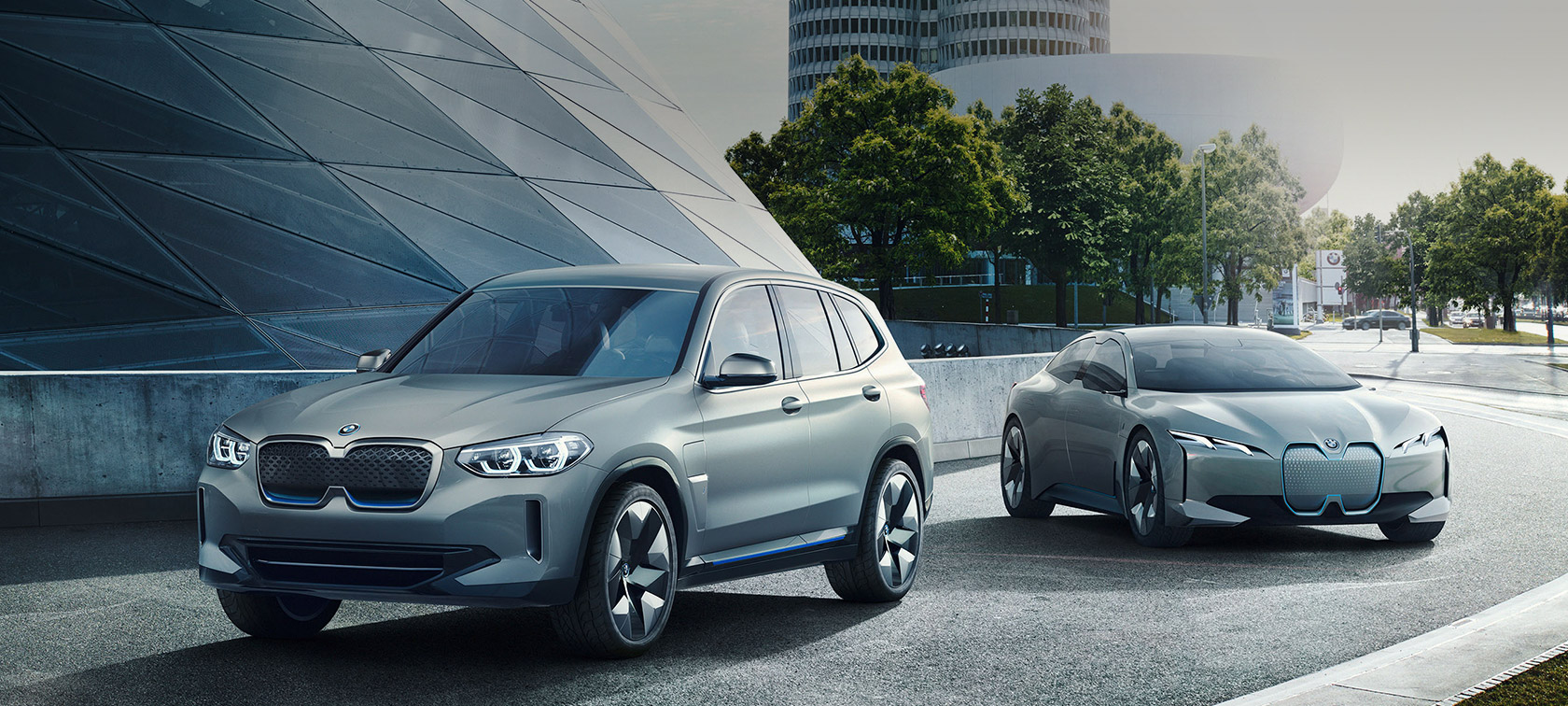 BMW Concept iX3 en BMW Vision iNEXT voor gebouw BMW vooruitzicht 2023 BMW Concept iX3 en BMW Vision iNEXT voor gebouw