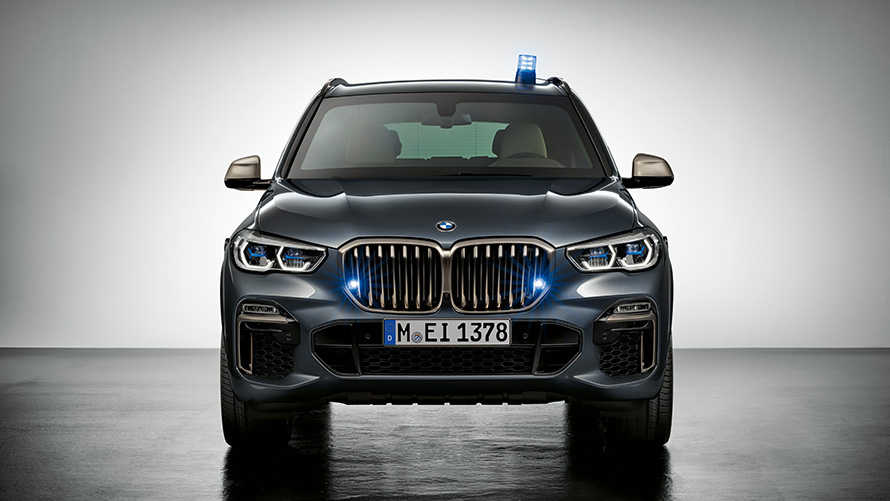 BMW Beveiligde voertuigen optionele uitrusting exterieur blauw zwaailicht BMW Beveiligde voertuigen optionele uitrusting exterieur blauw zwaailicht