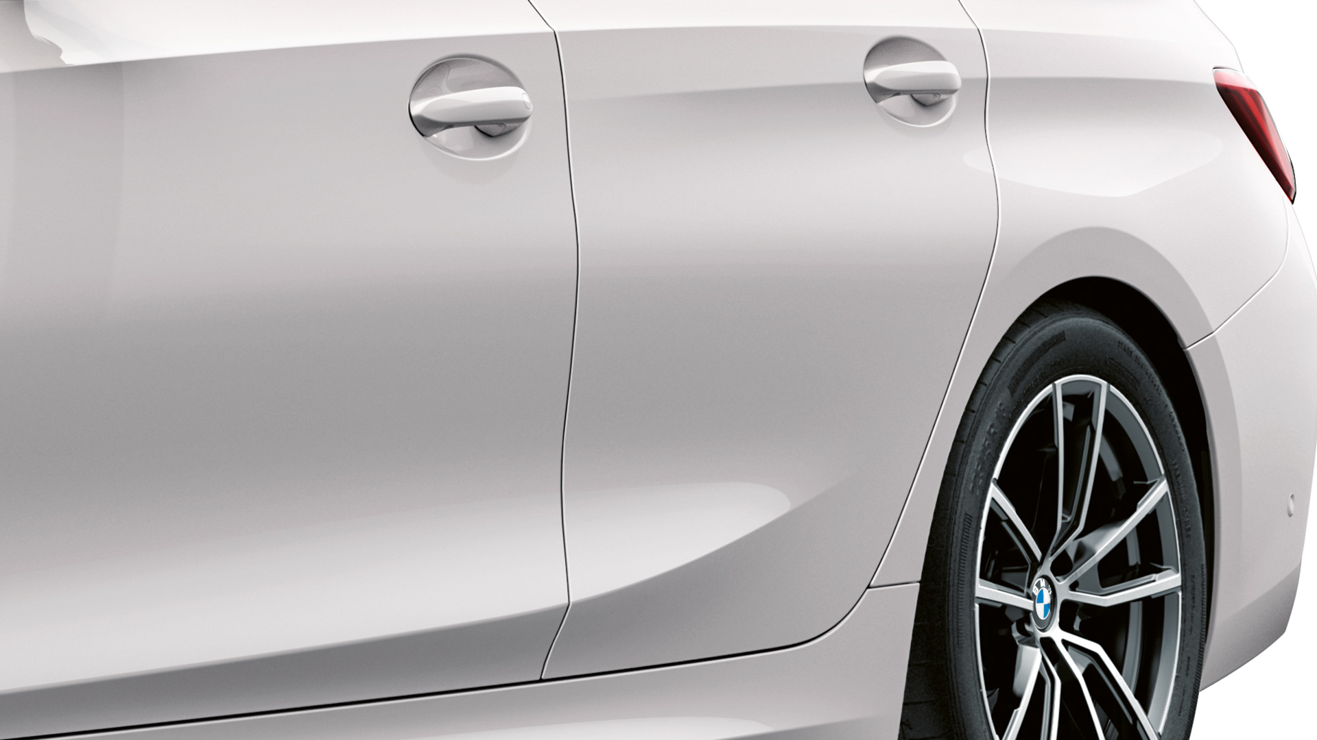 schadevisualizer exterieur BMW driekwart vooraanzicht carrosserie close-up.