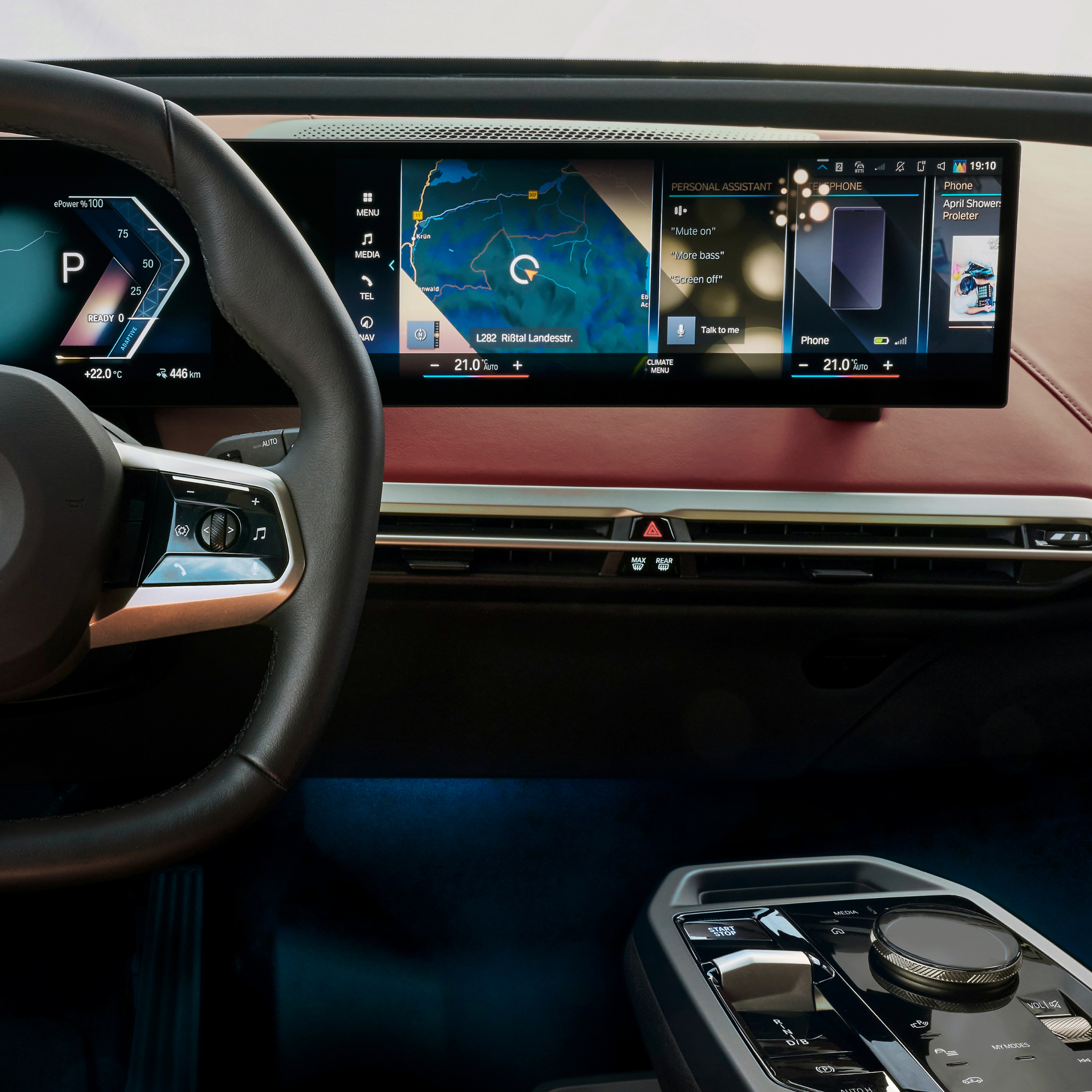 Detailweergave van het BMW display met apps