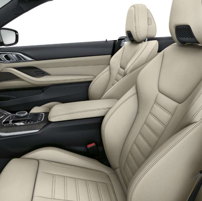 Sportstoelen met bekleding in exclusief leder BMW 4 Serie G23 M Sport interieur